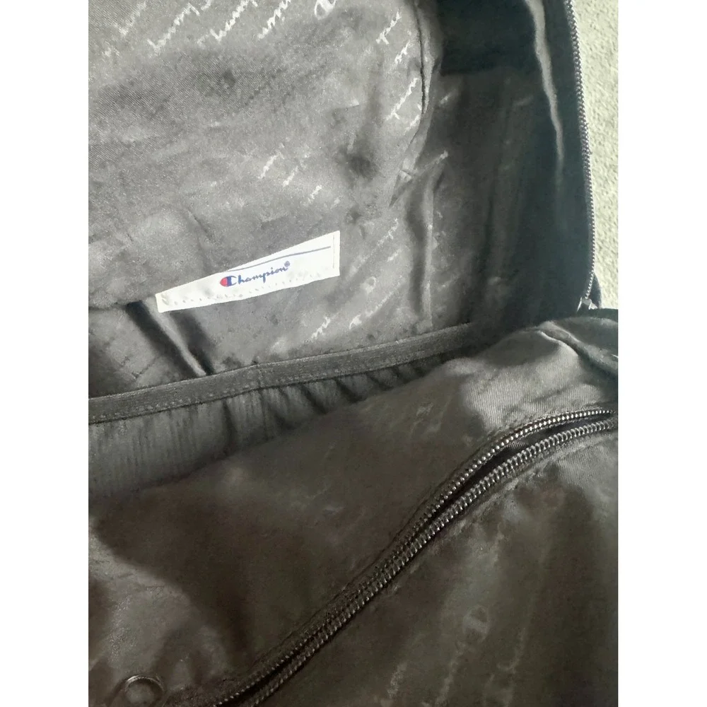 Champion Supercize Backpack Black Big C Logo Canvas School Bookbag Mens Womens